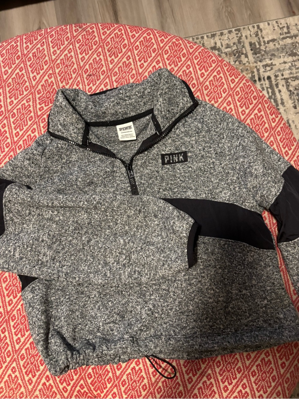 PINK Victoria's Secret Women’s  Gray Half-Zip Pullover with Black Panels